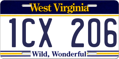 WV license plate 1CX206