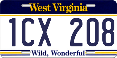 WV license plate 1CX208