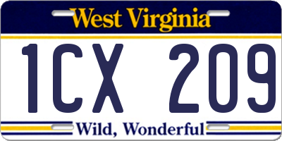 WV license plate 1CX209