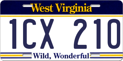 WV license plate 1CX210