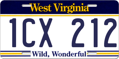 WV license plate 1CX212