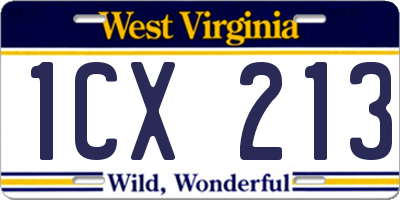 WV license plate 1CX213