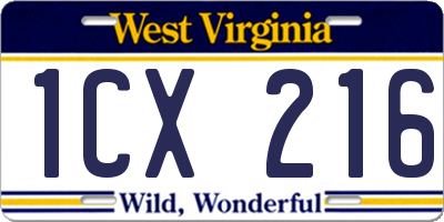 WV license plate 1CX216