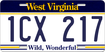 WV license plate 1CX217
