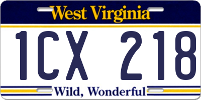 WV license plate 1CX218