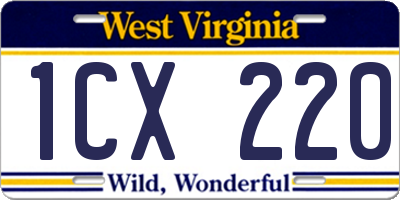 WV license plate 1CX220