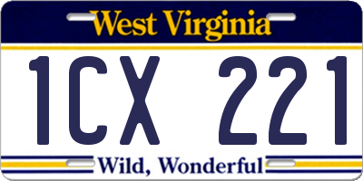 WV license plate 1CX221