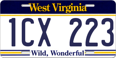 WV license plate 1CX223
