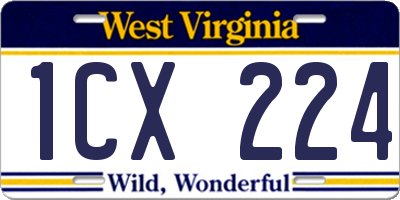 WV license plate 1CX224