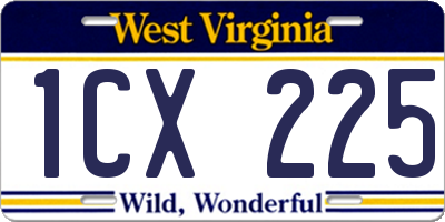 WV license plate 1CX225