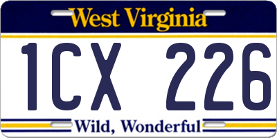 WV license plate 1CX226