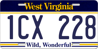 WV license plate 1CX228