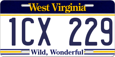 WV license plate 1CX229