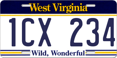 WV license plate 1CX234