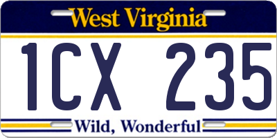 WV license plate 1CX235
