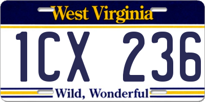 WV license plate 1CX236