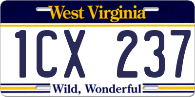 WV license plate 1CX237