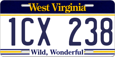 WV license plate 1CX238