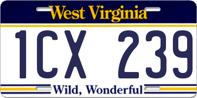 WV license plate 1CX239
