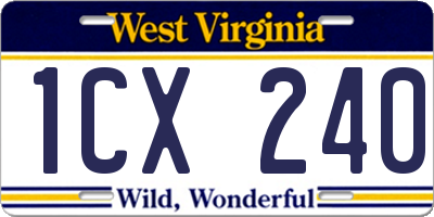 WV license plate 1CX240