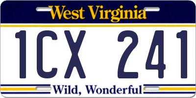 WV license plate 1CX241