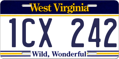 WV license plate 1CX242