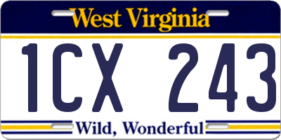 WV license plate 1CX243