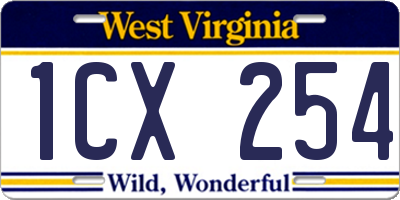 WV license plate 1CX254
