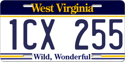 WV license plate 1CX255