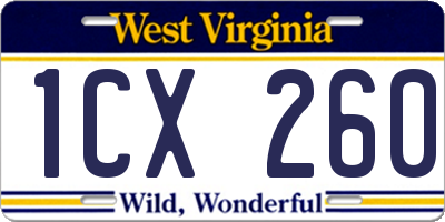 WV license plate 1CX260