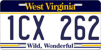 WV license plate 1CX262
