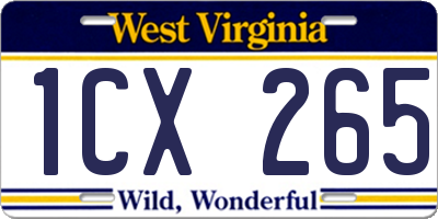 WV license plate 1CX265