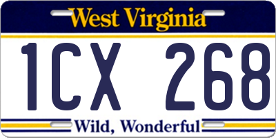 WV license plate 1CX268