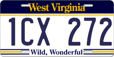 WV license plate 1CX272