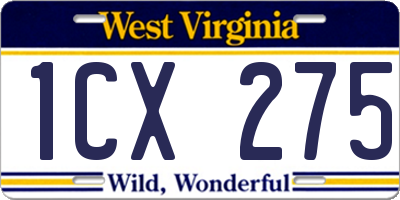 WV license plate 1CX275