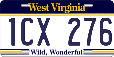 WV license plate 1CX276