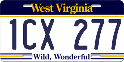 WV license plate 1CX277