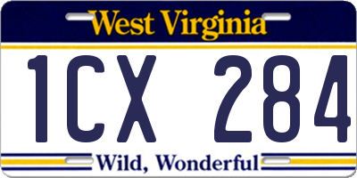 WV license plate 1CX284