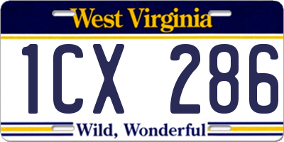 WV license plate 1CX286
