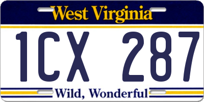 WV license plate 1CX287