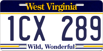 WV license plate 1CX289