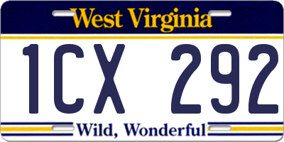 WV license plate 1CX292