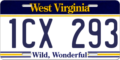 WV license plate 1CX293