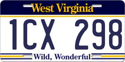 WV license plate 1CX298