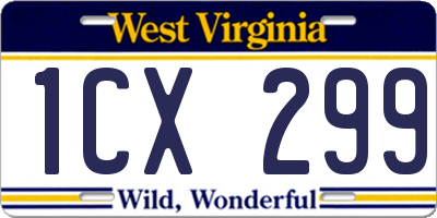 WV license plate 1CX299