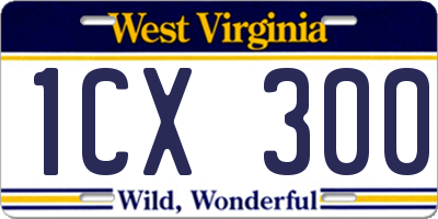WV license plate 1CX300
