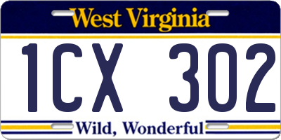 WV license plate 1CX302