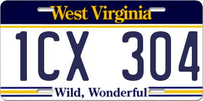 WV license plate 1CX304