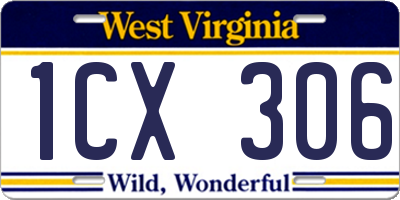 WV license plate 1CX306