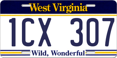 WV license plate 1CX307